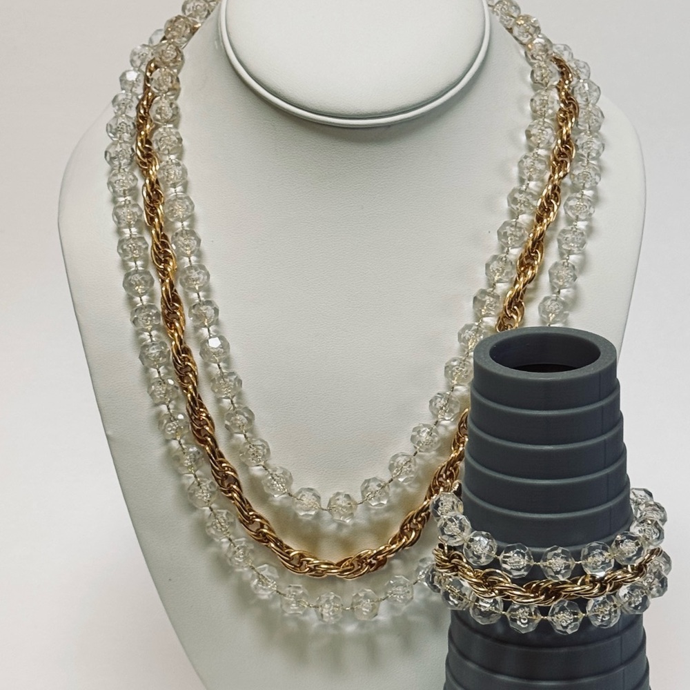 Sarah Coventry Beaded 3 strand necklace and Bracelet set